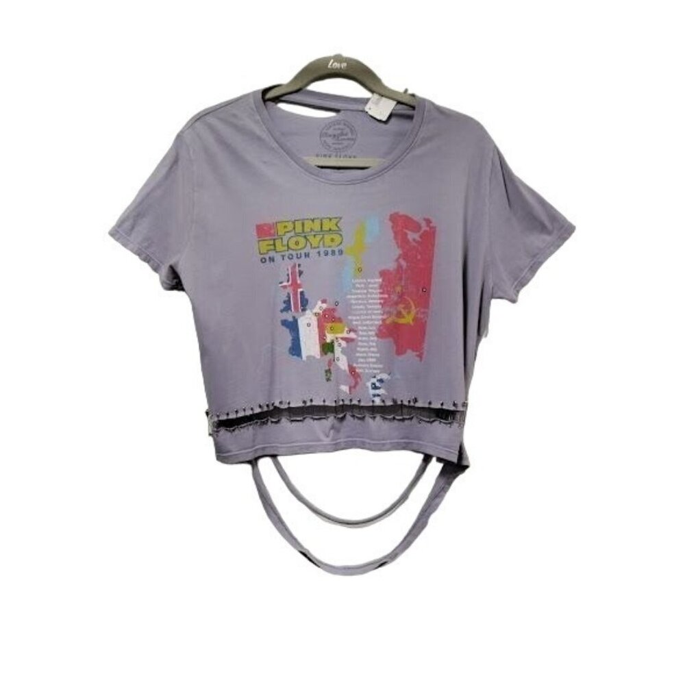 Recycled Karma Cropped Distressed Pink Floyd on Tour 1989 M
